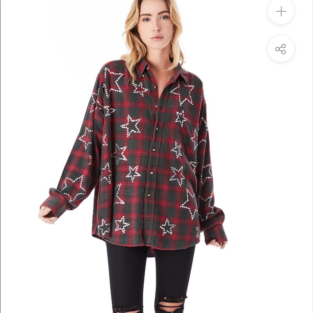 Vintage rhinestone star flannel